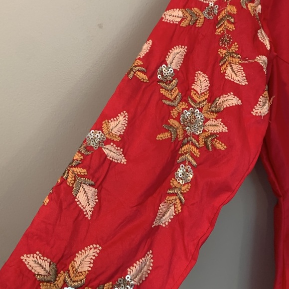 Hot Pink Indian Kaftan Embroidered and Sequined Long Dress Approx Women’s Medium - Picture 6 of 8